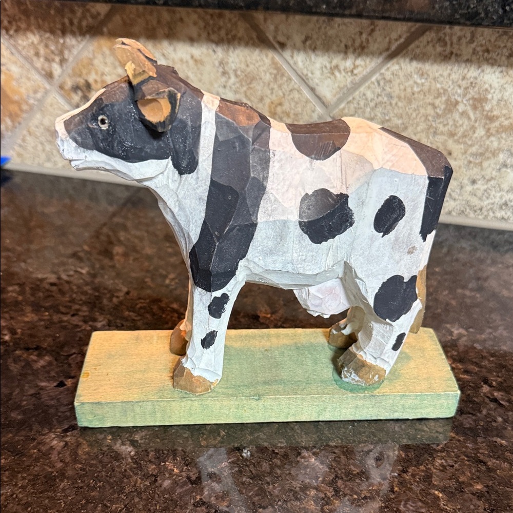 Handcrafted Cow Figurine - Black and White